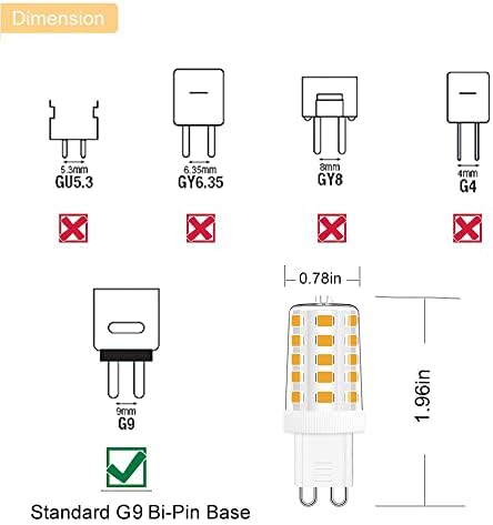 Noobibaba G9 4W LED Bulbs Warm White 2700K, 35W Halogen Light Bulb Replacement, Flicker Free Design for Chandelier Pendant Sconces, Not Dimmable 220V-240VAC 2-Count