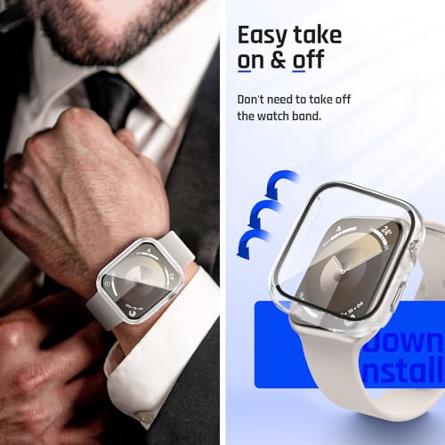 Goton Capa protetora de tela à prova d'água compatível com Apple Watch séries 9/8/7 de 45 mm, amort