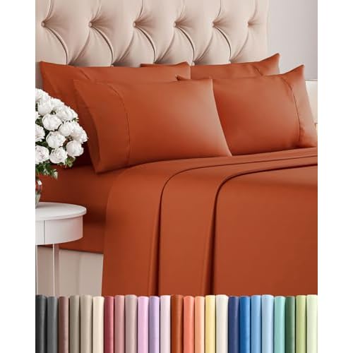 King 6 Piece Sheet Set - Comfy Breathable & Cooling - Ultra-Soft Hotel Luxury Bedding Set with 8-16 Inch Deep Pockets - 1 Flat & 1 Fitted Sheet & 4 Pillowcases - Wrinkle Free & Easy Care - T