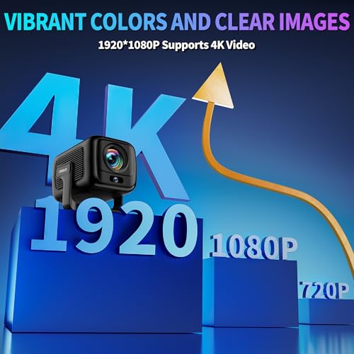 Image of [Auto Focus & 2026 Upgraded] Mini Projector 1080P FHD Support 4K Portable Projector with WiFi6 and Bluetooth5.4 Built-in App 180 Adjustable Auto Keystone, Compatible with HDMI /Laptop /USB, Black