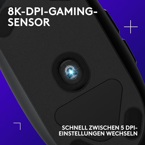 Logitech G203 Gaming-Maus mit anpassbarer LIGHTSYNC RGB-Beleuchtung, 6 programmierbare Tasten, spieletauglicher Sensor, Abtastung mit 8.000 DPI, Geringes Gewicht - Schwarz