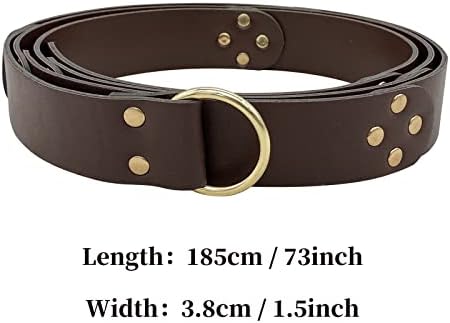 HiiFeuer Medieval PU Leather Ring Belt, Retro Renaissance Rivets Belt for LARP, Ren Faire & Halloween