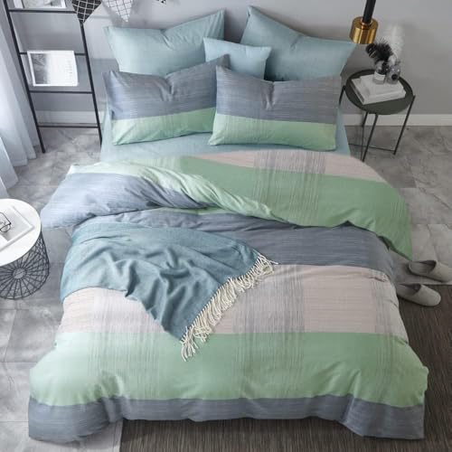 Image of LifeTB Queen Comforter Set Patchwork Bedding Comforter with 2 Pillowcases Soft Fluffy Geometric Plaid Bedding Set Breathable Cozy Patchwork Plaid Checkered Pattern Comforter for All Seasons