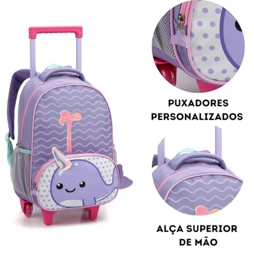 Genérico Mochila Escolar Infantil Da Baleia Rodinha