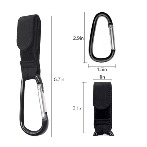 Japanese Stroller Hook, Adjustable Stroller Bag Hook, Stroller Hooks for Bags, Stroller Clips Stroller Straps, Stroller Hooks for Strollers, Wheelchairs, Shopping, 2 Pack, Black - Thumbnail 7