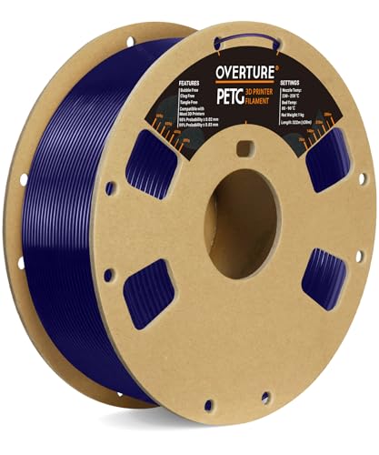 OVERTURE 3D Filament Clear PETG Filament 1.75mm, PETG 3D Printer...