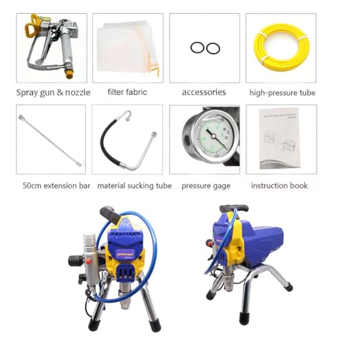 Image of TOMAHAWK PXL-9999 750W Airless Paint Sprayer - 1.2L /Min Flow Rate High Pressure Hose 3000PSI Spraying Machine,Blue