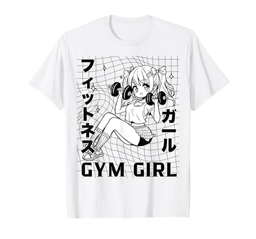 Kawaii Chica Anime con Mancuernas Regalo Otaku Fitness Gym Camiseta