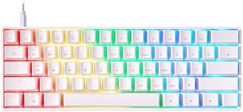 Mizar MZ60 Luna Mechanical Gaming Keyboard | 60% Keyboard 62 Key ANSI US Layout | RGB LED Backlit | Anti Ghosting NKRO | Progammable Macro Keys | Hotswap Gateron Optical Silver Switches | White