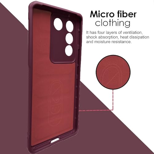 Image of A rtistque Liquid Silicone Stripes Back Cover Case for Vivo V27 / V27 PRO 5G | with Camera Protection | with Inner Fabric | Anti Slip Grip | AirBag Case| Vivo V27 / V27 Pro 5G Back Cover - Maroon