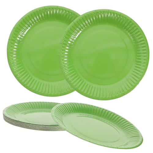 Abaodam 20個 使い捨てパーティーペーパー皿 草緑色 丸型 大型食器 防水仕様 おしゃれな使い捨て皿で誕生日や結婚式などのイベントに