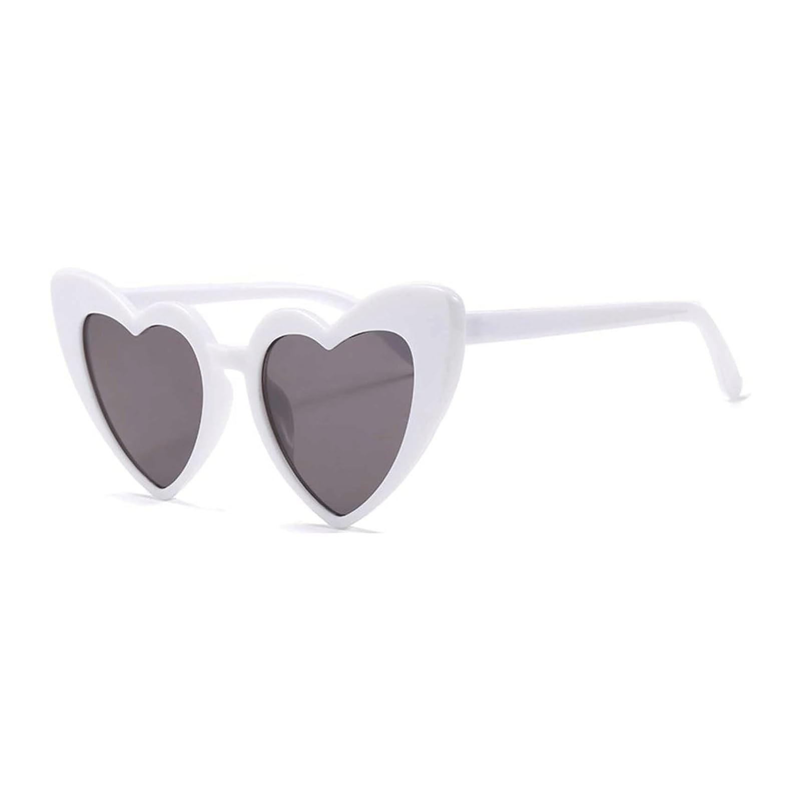 Gafas de imitación con forma de corazón para festivales y looks de moda en blanco