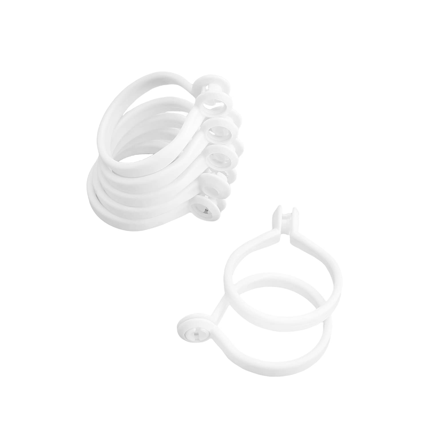 MroMax 100PCS Curtain Rings Plastic 35mm/1.38" Inner Dia Drapery Ring for Curtain Rods White Tone