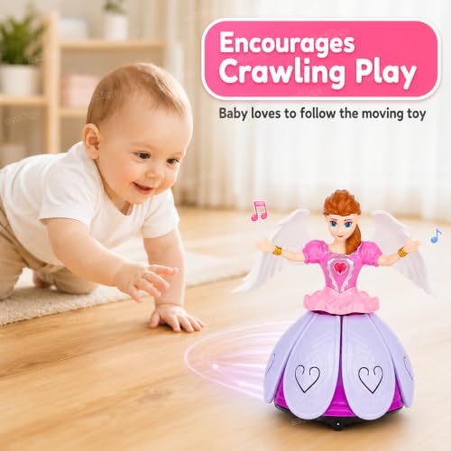 Image of Zest 4 Toyz Musical Toys for Kids Dancing Princess Doll Playset 360 Degree Rotating Light & Sound Toy with Bump and Go Action for 1 Year Old Baby Boys & Girls - (Purple Angle Doll)
