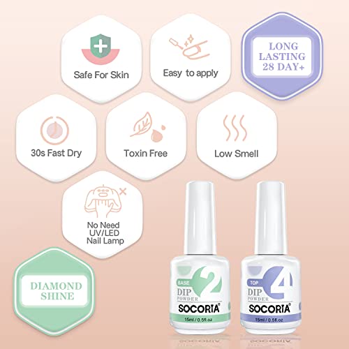 SOCORIA Long-Lasting Dip Powder Base Coat #TOP25