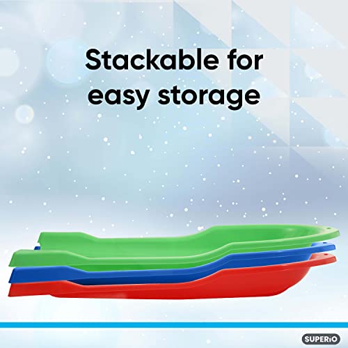 Image of Superio Toboggan Snow Sled for Kids and Adults, 46 inch Heavy Duty Plastic Open Back Slider with Handles and Hole for Pull Ropes- (Ropes Excluded) Kid and Adult Winter Fun