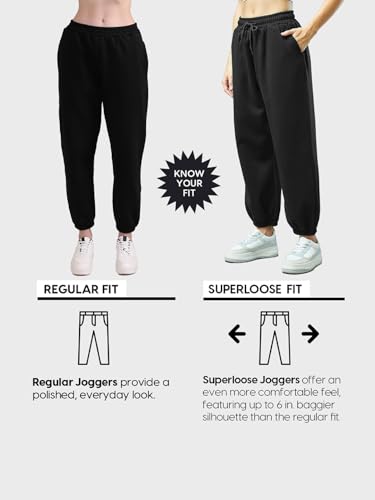 Image of Bewakoof Women's Cotton Super Loose Fit Joggers|Bewakoof Air 1.0 | Track pants for woman | Lower for women | Multipurpose | Activewear | Utility Pockets | Lightweight & Flexible Elastic Waist | Casual Joggers | Loose Fit