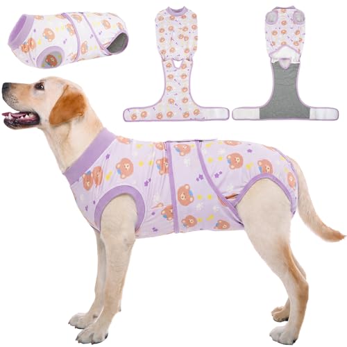Kuoser Dog Surgery Recovery Suit, Soft Breathable Dog Recovery Suit for Female Spay Male Nueuter, Anti Licking Puppy Onesie Pet Surgical Suit for Dogs Abdominal Wounds Skin Disease, Black St