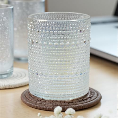 Image of Kookee Jupiter Vintage Hobnail Bubble Glass Old Fashioned Tumblers | Whiskey Glasses Set of 6 | Textured Cocktail Barware for Scotch, Bourbon & Beverages | 300ml (12119)