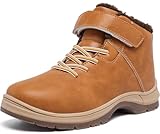 YINGCSM Boys Snow Boots Warm Fur Lined Non Slip Winter Shoes Lightweight Water Resistant Hiking Boot