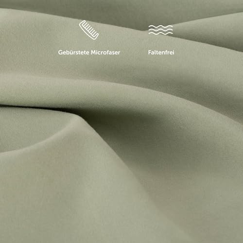 Blumtal® 2er Set Spannbettlaken 100x200x30cm aus Microfaser - Oekotex zertifiziertes Bettlaken Spannbettlaken in Light Olive Green - Grün – Ansicht 4