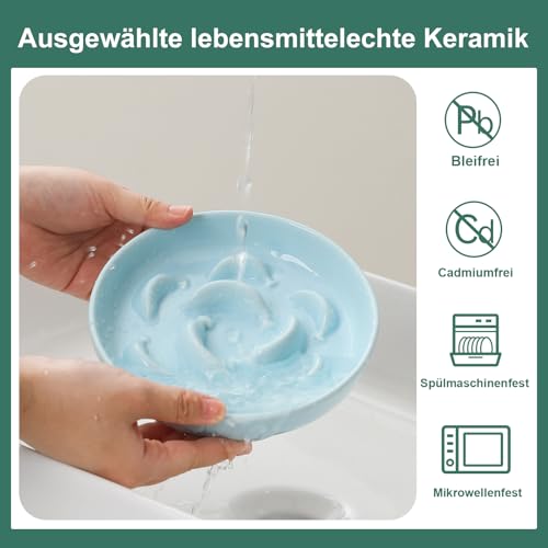 image for PTOBER Ceramic Cat Slow Feeder Bowl - Pastel Series Slow Feeding Cat B