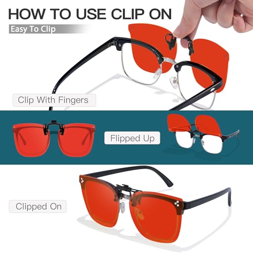 Image of VIEWBETTER Clip On Blue Light Blocking Glasses for Eyes Strain & Light-Sensitive Rimless Unisex Flip Up Clip-Ons BL3168
