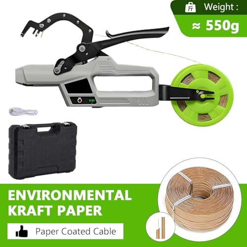Macchina di Legatura dell'impianto Elettrico Senza Fili, 6000 Cravatte di Carica, Rami 45mm, Include 2 Rotoli di Filo, Leggero per Il Supporto del vigneto del Giardino