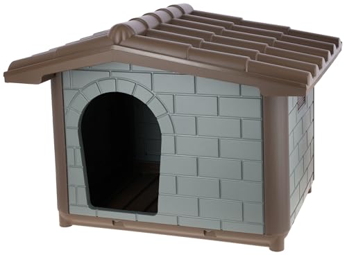 Kerbl Pet Hundehütte Levin Eco, graugrün/braun, 99x70x75 cm, Hundehöhle, recycelter Kunststoff, Hunde