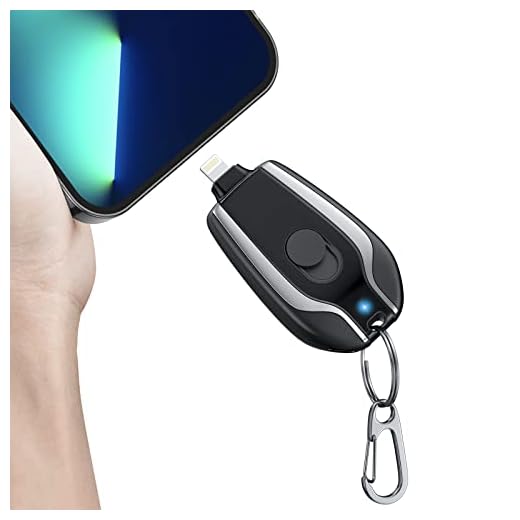 EMNT Keychain Portable Charger for iPhone, 1600mAh Mini Power Emergency Pod, Ultra-Compact External Fast Charging Power Bank Battery Pack, Key Ring Cell Phone Charger,Charger Smaller Than a Card