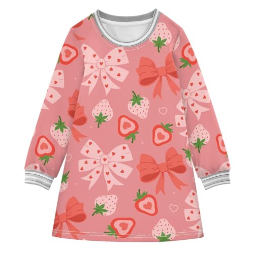 Fruits Bows Girls Dresses Long Sleeve Sweatshirt Dress for Girls Winter Toddler Casual A Line Dresses Size 2-8T