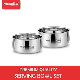 KITCHEN CLUE Premium Grade Quality Stainless Steel Dinner Set of 38 Pcs, Silver Touch Design - Attractive & Stylish Looks - Add Grace to Your Kitchen - Exclusive Kitchen Set for Home - Highly Durable
