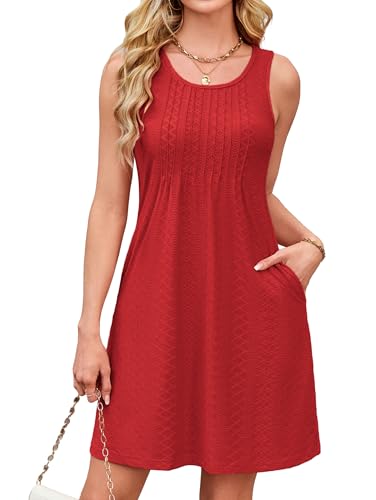 Image of Kikibell Womens Summer Dresses Sundress Womens Bathing Suit Coverups Beach Dress Vacation Outfits Red 2XL