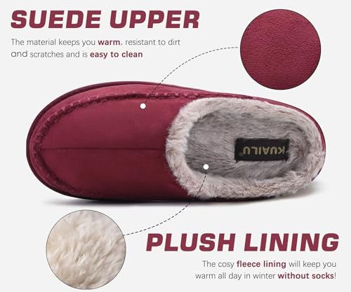 Image of KuaiLu Mens Slippers Orthopedic Arch Support Suede Fluff Plush Home Shoes