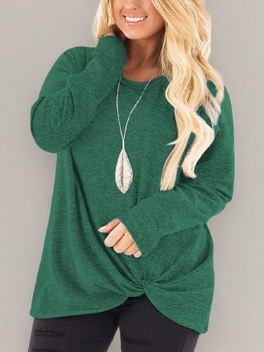Image of DOLNINE Womens Plus Size Knotted Tops Long Sleeve Tee Shirts Loose Casual Blouse