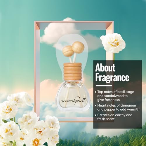 Image of Aromahpure Premium Car Perfume Vent Clip |14 ML |Musk Fragrance Car Air Freshener |Natural Essential Fragrance Oils in Glass Bottle with Wooden Reed Sticks|Last upto 30 days, IFRA certified