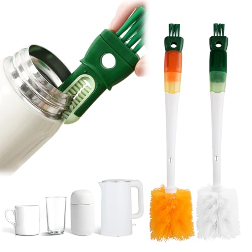 DSIOHFEI 5-in-1 Cup Lid Gap Cleaning Brush, 2PCS Multifunctional Silicone Bottle Brush for Tight Spaces, Portable Cleaner for Cup Holder, Home Kitchen Cleaning Tools