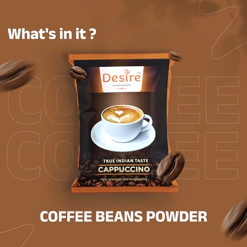 Image of Desire Coffee Premix-Cappuccino Coffee Premix For Vending Machine, Coffee Powder Bag For Coffee Machine Or Manual Use-1 Kg Pack Serves 80 Cups-Just Add Hot Water & Enjoy