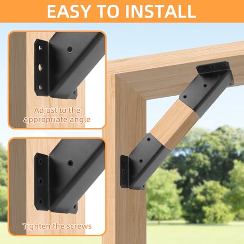 ZOBGOWE 45-Degree Angle Bracket for 2x4 Post(Actual 1.5''x3.5''), Heavy Duty Connector Brace 45-Degree Pergola Support Brace for Pergola, Gazebo Wood Post 8 Pcs by ZOBGOWE - Used condition - Image 6