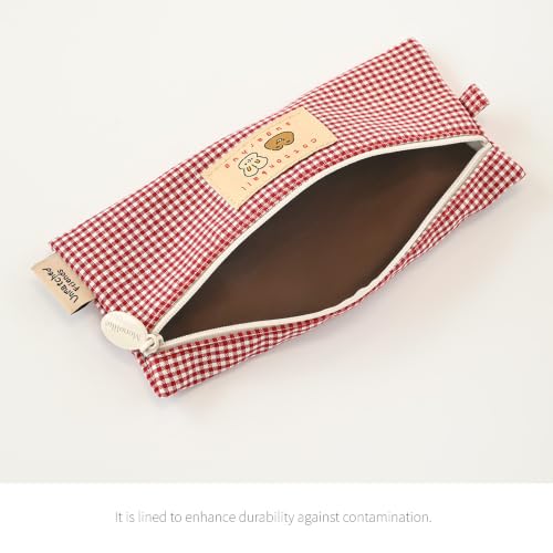 Image of Monolike Unmatched Friends Picnic Check Pencil Case, Blue - Aesthetic Gingham Pastel Desk Organizer, Trendy Minimalist Stationery Pouch