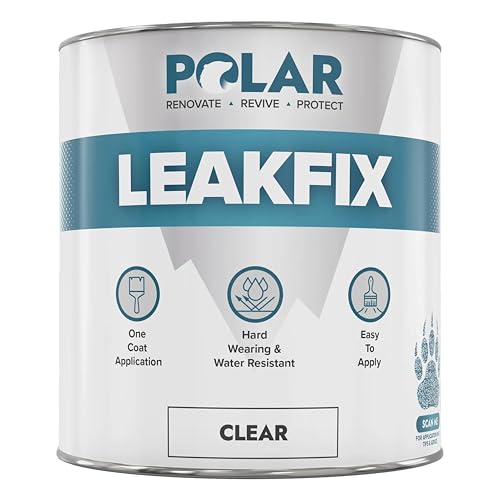 Polar Leak Seal Paint - 1L, Clear - Waterproof Roof Sealant for Leaks & Cracks - Seals and Protects Roofs, Gutters, & Drainpipes from UV Damage - Easy One Coat Application option