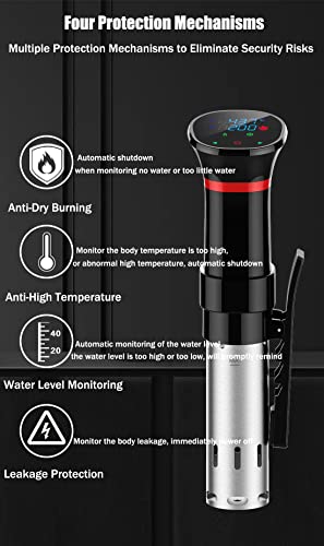 Sous Vide Precision Cooker, 1100 Watts, Circulator Precise Cooker With Big Touchscreen Accurate Temperature And Timer Contro, Holds Up To 20L Of Water For Home Precise Cooking #TOP4