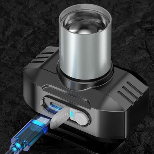 Dmuzsoih Luz Frontal | Linterna Frontal Recargable LED - 3 Modos Luminosos Ajustable 90 Grados para Pescar Senderismo Correr Caza Nocturna Acampar - imagen 8