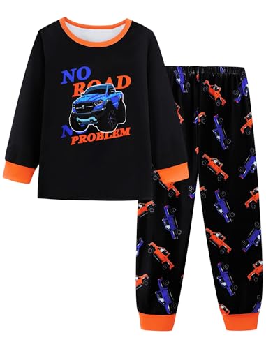 Mikrdoo Boys Pajamas Long Sleeve Soft Stretchy Ribbed Knit PJs for Active Toddlers & Kids Sleepwear 2-12 Years