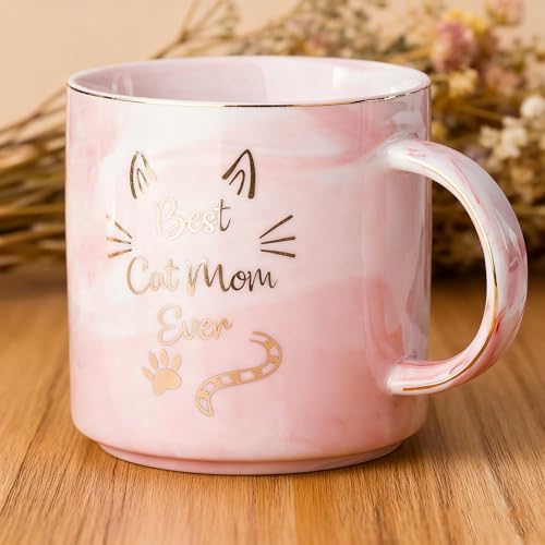 Mecai Cat Mom Mug for Women, Funny Gift for Cat Lovers