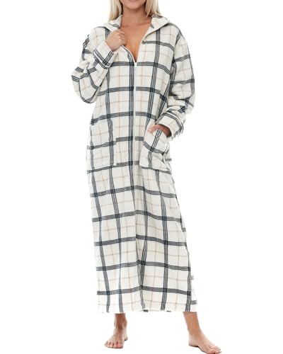 Image of Alexander Del Rossa Long Zip Up Robes, Plush Zipper Robes for Plus Size, Housecoats Zipper Front