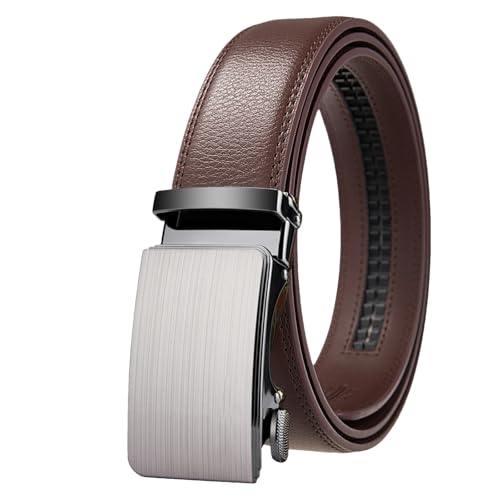 Men’s Genuine Leather Belt Fashion Business Waist Belt with Alloy Buckle Automatic Style for Formal and Daily Wear