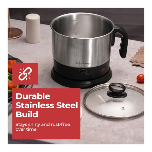 Image of Lifelong Electric Multi Kettle | Multifunction Cooker Kettle 1.5L | Boiling Milk, Eggs, Maggi, Soup & Noodles | 600W Stainless Steel Body, Fast Heating, Easy Cleaning (Silver, LLMK23)