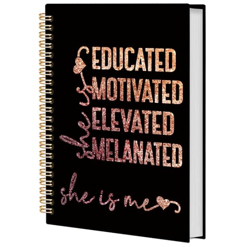 PQKIY She Is Me Affirmations Spiral Notebook,Gold Black Inspirational Self Care Journal Notebook, Positive Notebooks for School Work, Self Love Office Supplies Gifts for Women Girls, 5.5x8.3 Inch