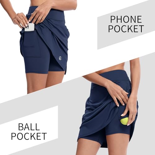Image of M MOTEEPI Modest Knee Length Skorts Skirts for Women Tennis Athletic Golf Skort with Pockets UV Protection High Waist